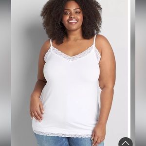 White Sleeveless Lace Trim Cami